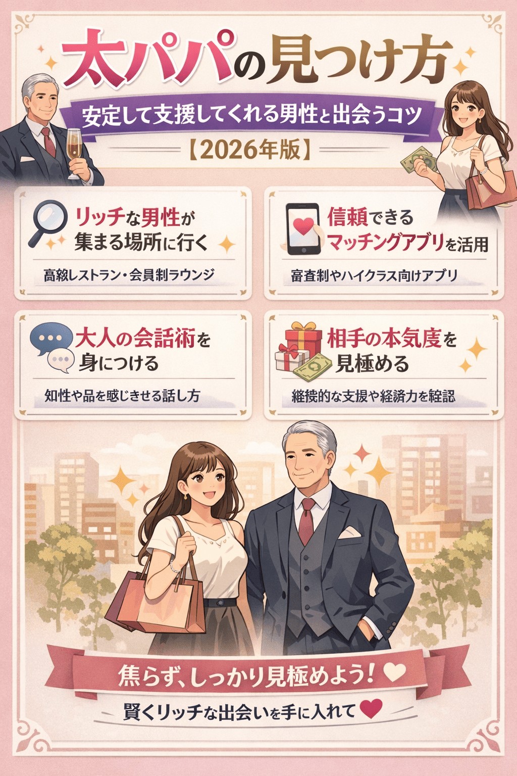 太パパの見つけ方|安定して支援してくれる男性と出会うコツ【2026年版】
